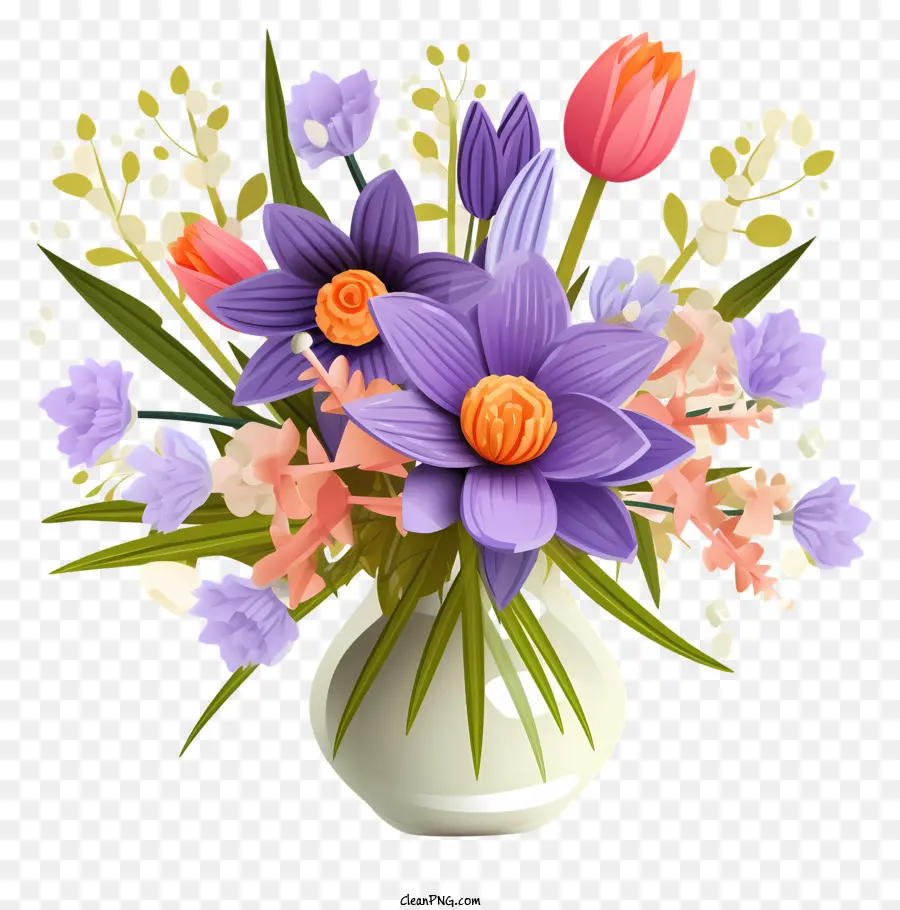 Blumenstrauß - Buntes Blumenstrauß in weißer Vase
