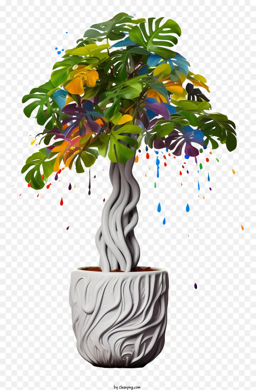 bonsai Baum - Buntes Bonsai -Baum mit tropfender Farbe