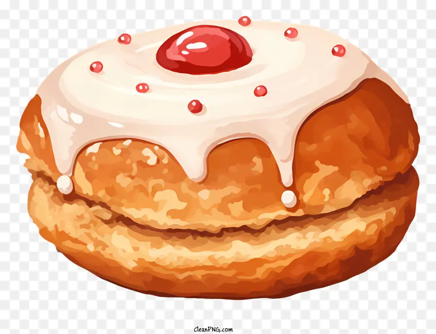 Donut - Weißer Donut mit roter Kirsche oben
