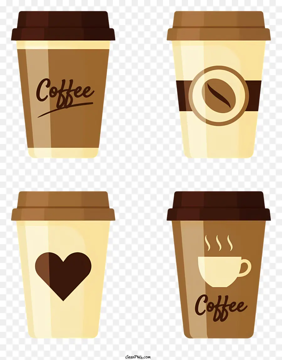 tazza di tazza di caffè disegna tazza a forma di cuore tazza di nota semplice - Tre tazze di caffè con disegni diversi
