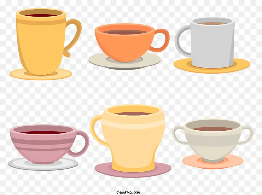 cups saucer tall cup short cup cartoon style