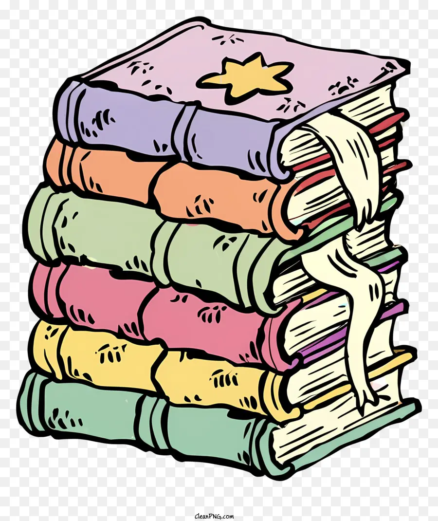 pila di libri - Stack colorato di libri in stile piatto