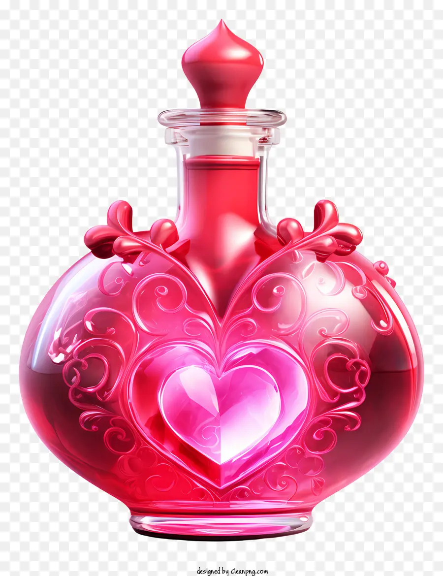 a forma di cuore - La bottiglia di cuore rosa simboleggia l'amore ed emozione