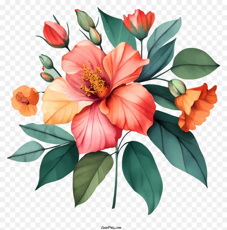 Hibiskus Blume - Gelassene rosa Hibiskusblume in schwacher Beleuchtung