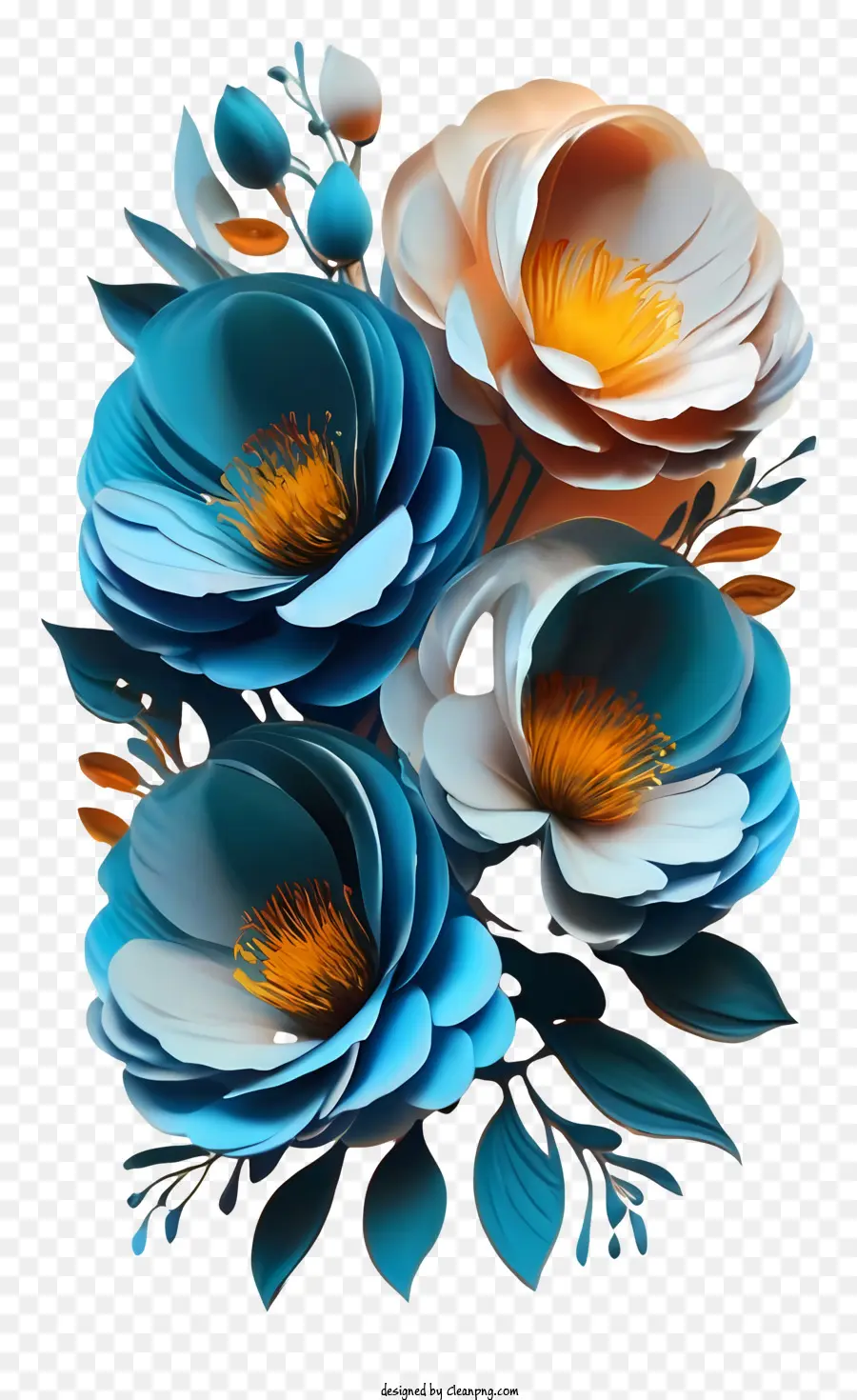 Blumenstrauß - Realistische 3D -Papierblumenanordnung mit Vase