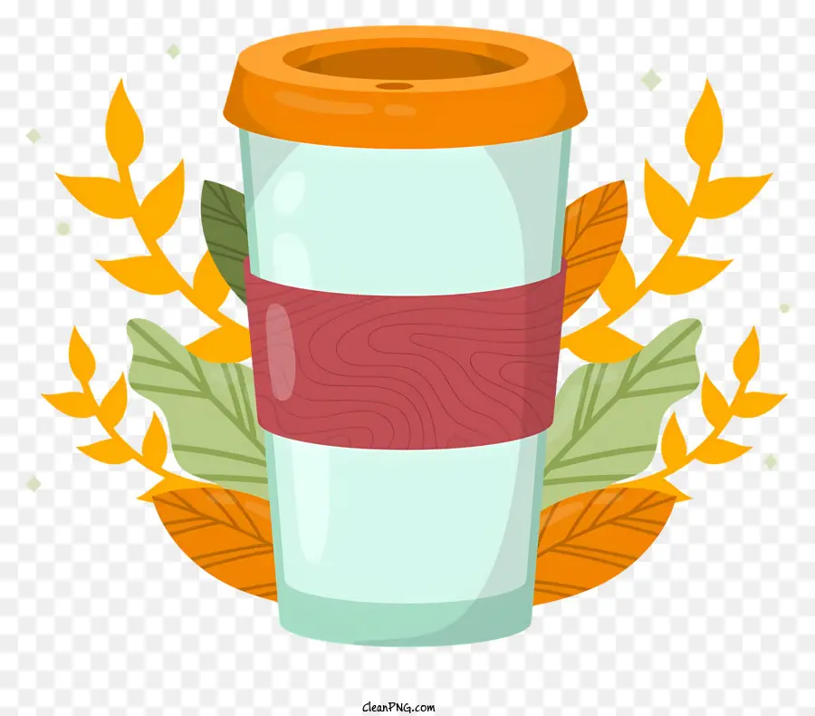 autumn cup red lined cup black background cup leaves on cup vector illustration cup