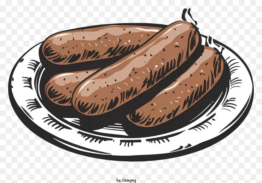 sausages meat brown plate white