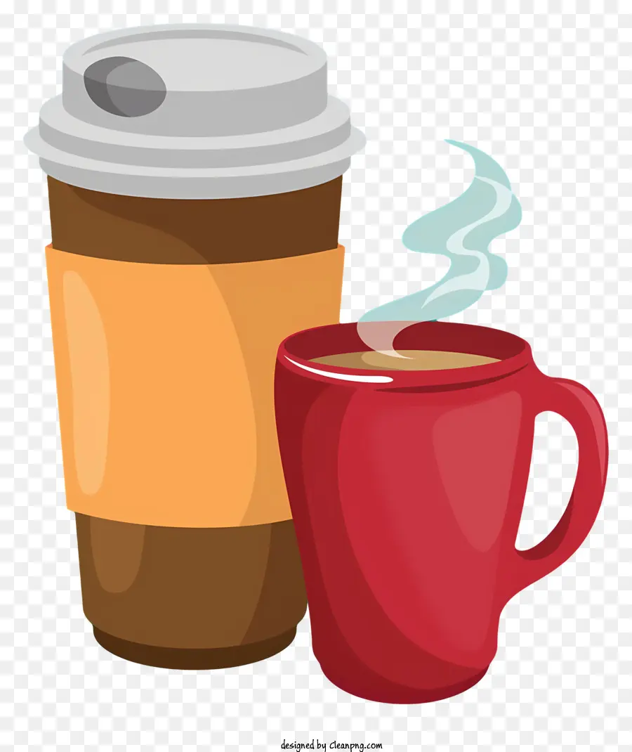 Kaffee - Zwei Tassen Kaffee auf dem Tisch mit Dampf