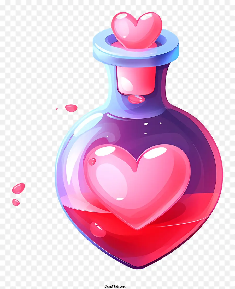 love heart overflowing liquid bottled
