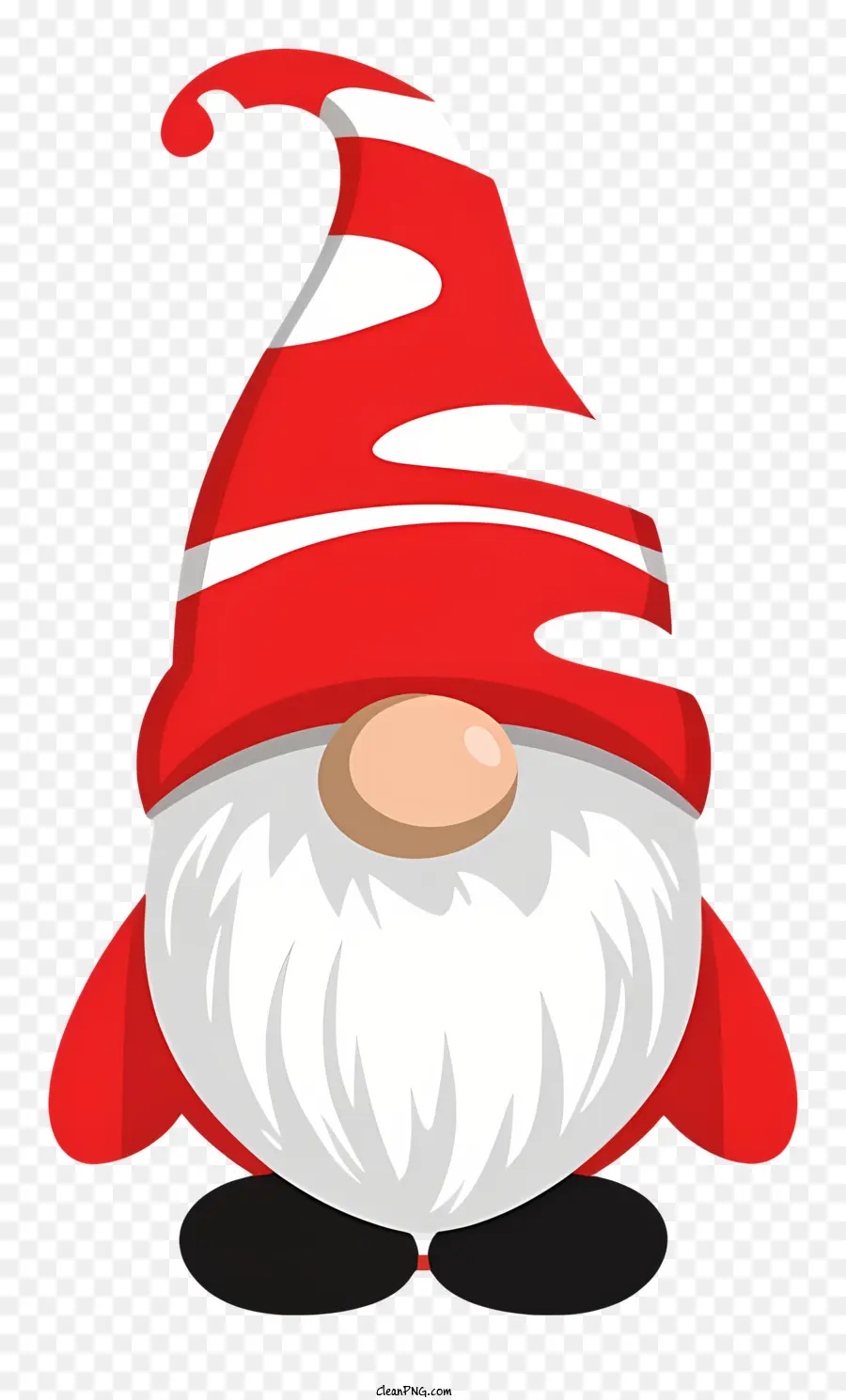 gnome red and white striped hat white beard round body small arms and legs