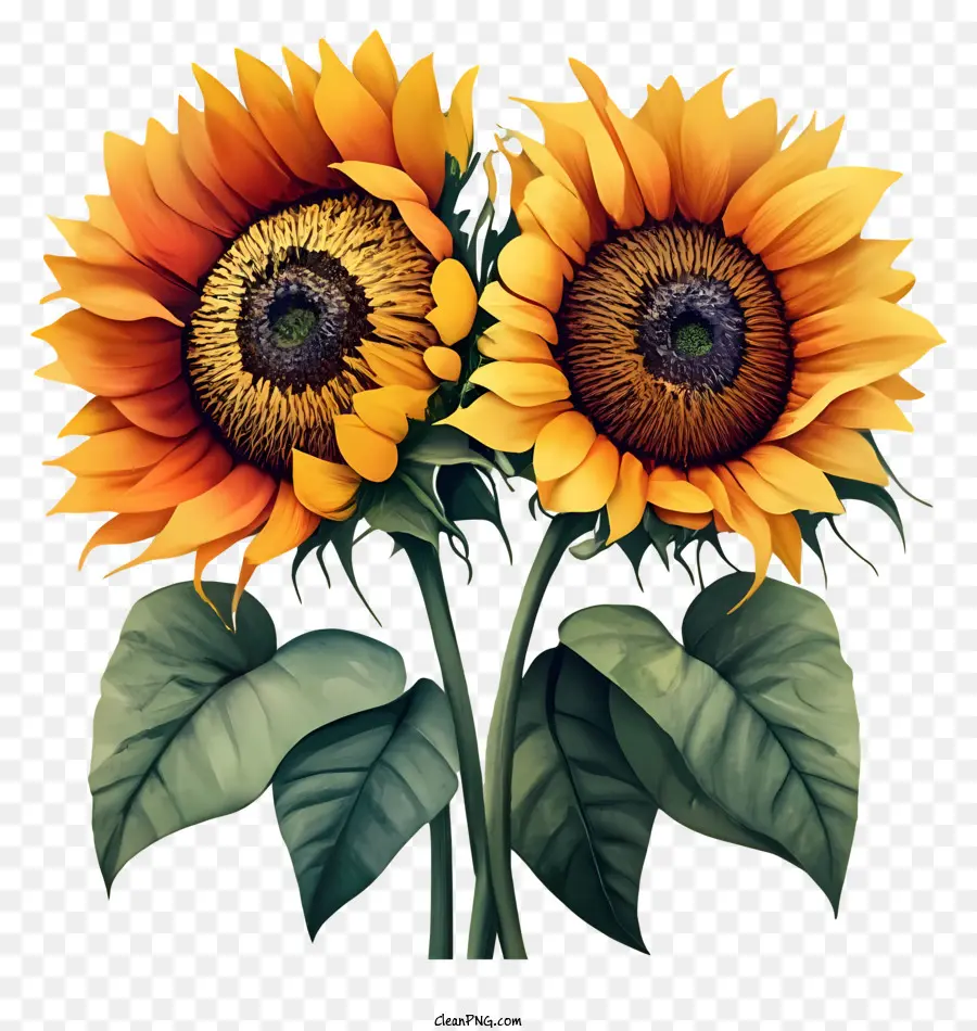 sunflowers flowers yellow petals green leaves happy sunflowers