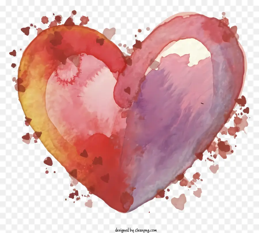 watercolor painting heart artwork pink and purple color scheme cracked heart bright and vivid colors