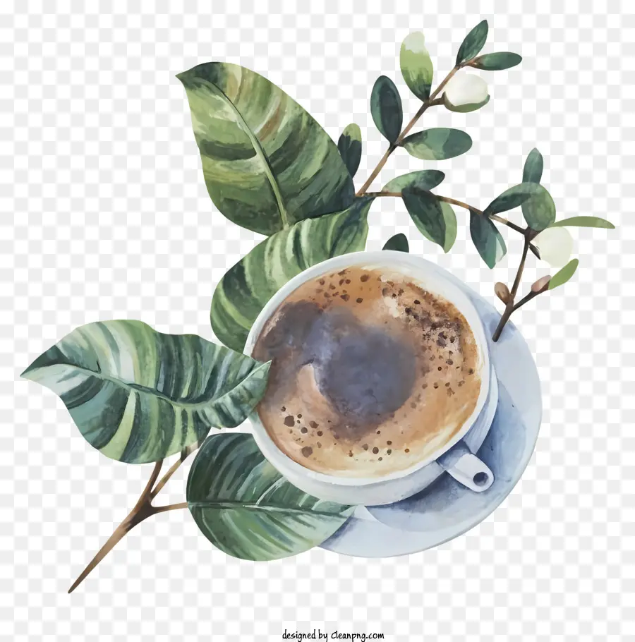 tazza di caffè - Vibrant Coffee Painting con atmosfera tropicale