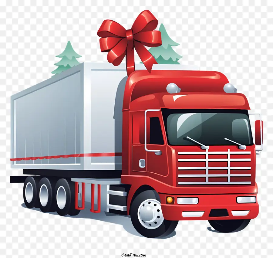 Weihnachtsbaum - Red Semi Truck mit Band und Gegenwart
