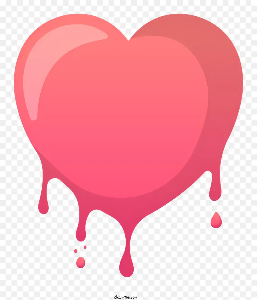 cuore rosa liquido gocciolante gocciolante ovale forma del cuore a taglio liscio punta a punta - Cuore rosa con liquido gocciolante, sfondo nero
