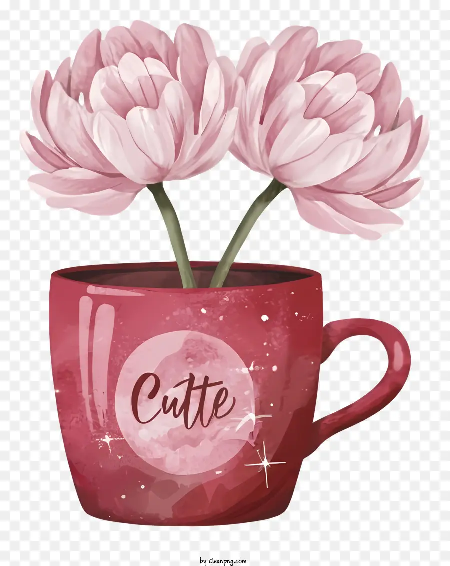 fiore rosa - Fiore rosa nella tazza a forma di cuore etichettata 
