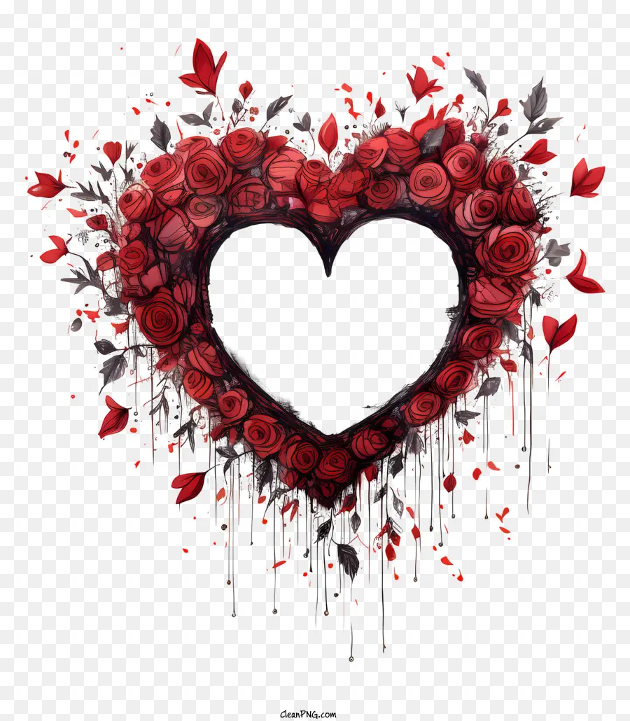 Rote Rosen - Blutige rote Rosen formen einen dunklen Valentinstag