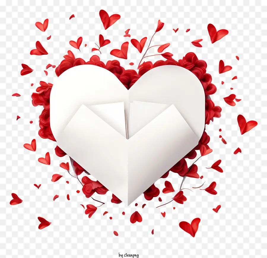 trái tim - Hình dạng trái tim trắng với confetti màu đỏ ở trung tâm