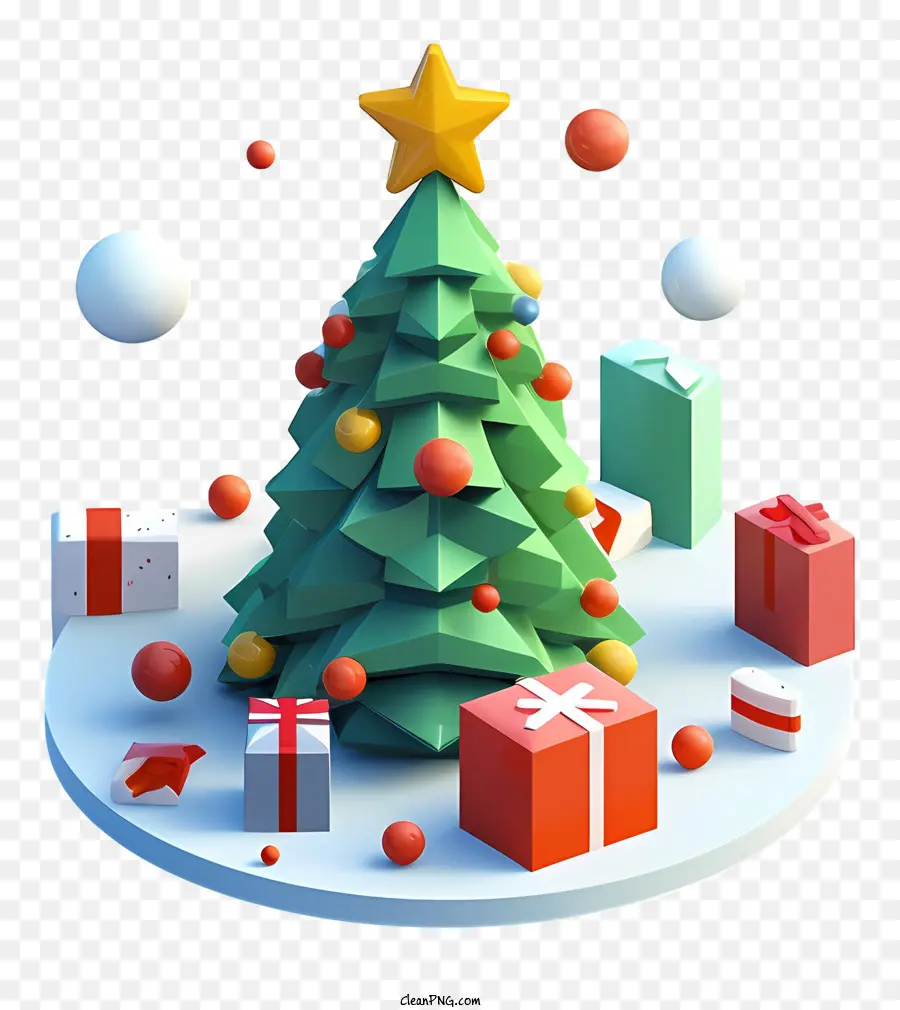 albero di natale - Albero di Natale festivo con regali e stelle