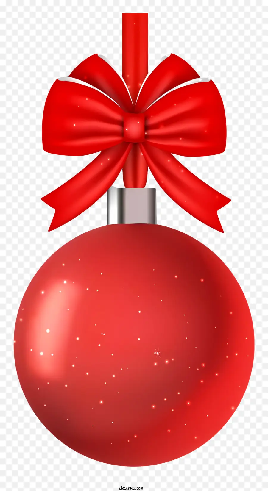 Rosso, ornamento di Natale - Palla di Natale rossa con nastro appeso su sfondo nero
