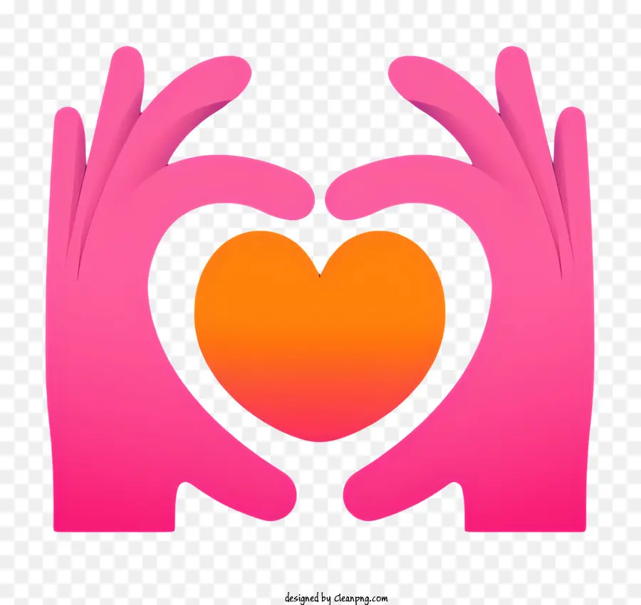 tình yêu tình cảm chăm sóc màu hồng - Cutout hình trái tim trong bàn tay màu hồng, tượng trưng cho tình yêu