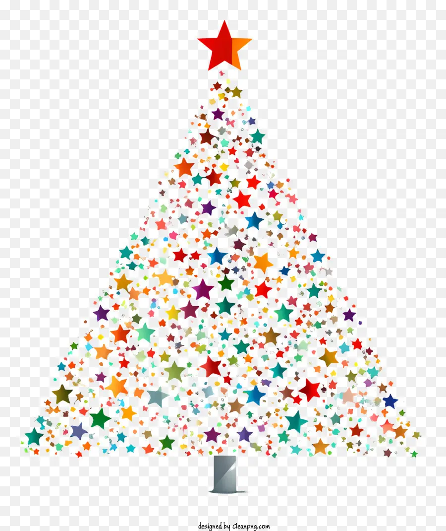 Weihnachtsbaum - Buntes Stern Weihnachtsbaumschmuck mit schwarzem Hintergrund
