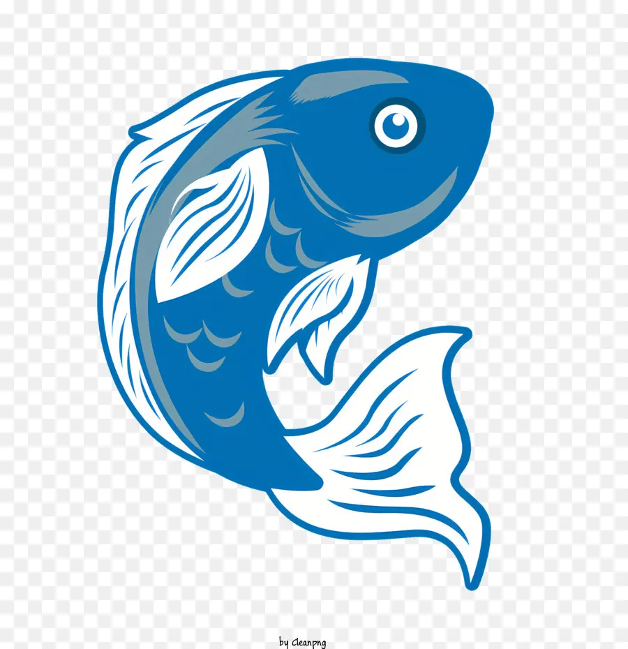 Cartoon pesce blu pesce bianco a bocca aperta pesce occhi aperti pesce - Fish fumetti che nuotano in acqua blu