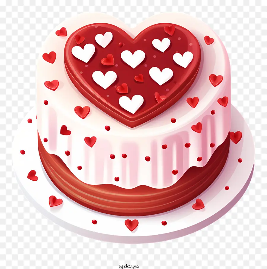 Rote Rosen - Romantischer Schokoladenkuchen mit roten Herzen und Rosen