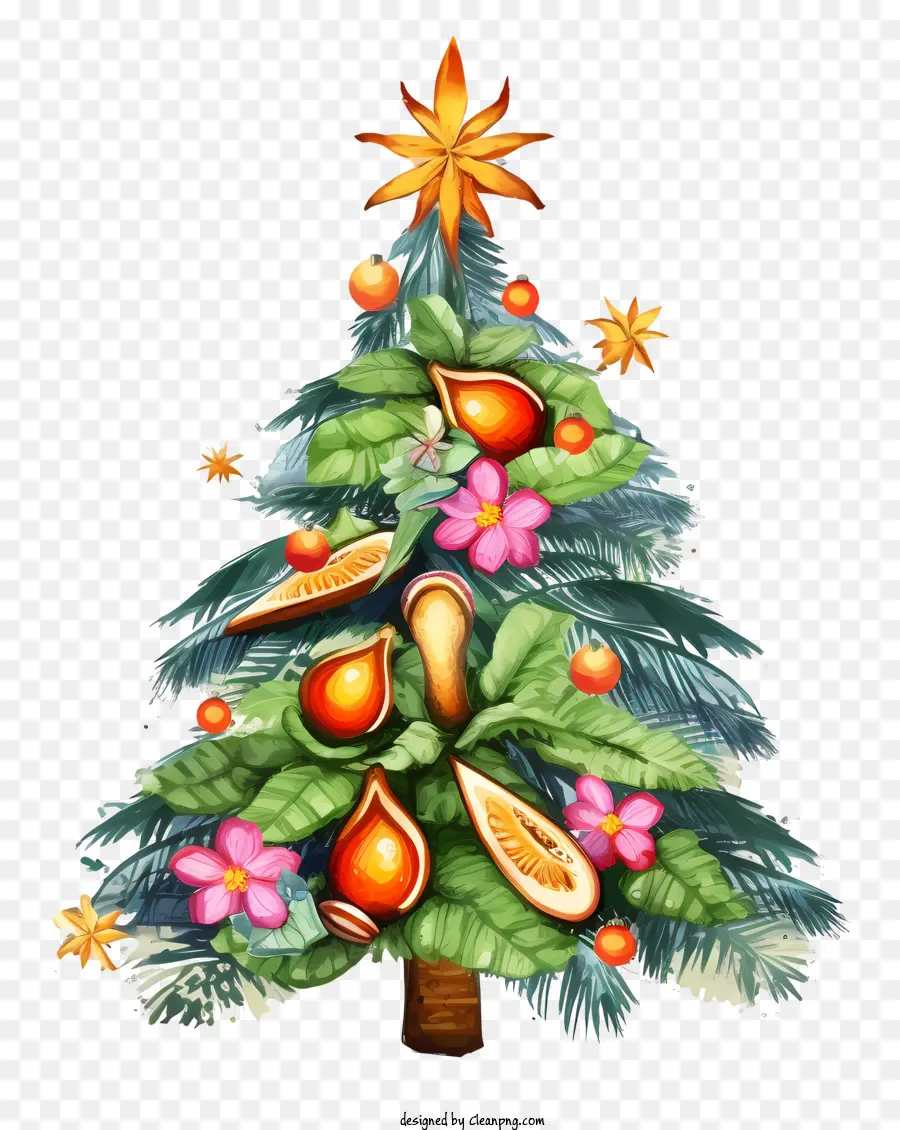 albero di natale - Albero di Natale di frutta e noce festosa con colori vivaci