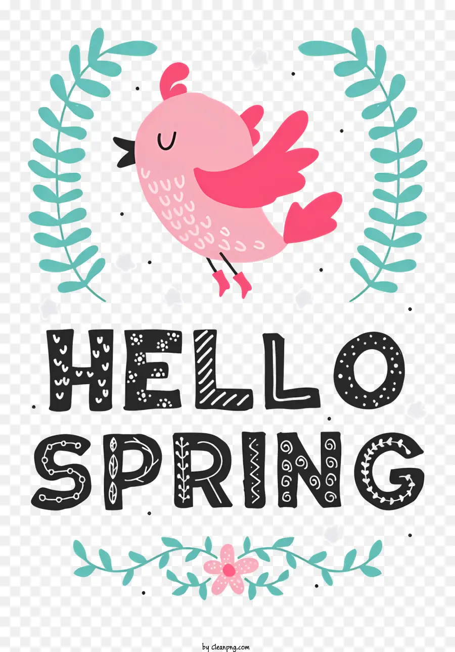 xin chào mùa xuân - Hình minh họa chim đầy màu sắc với văn bản 