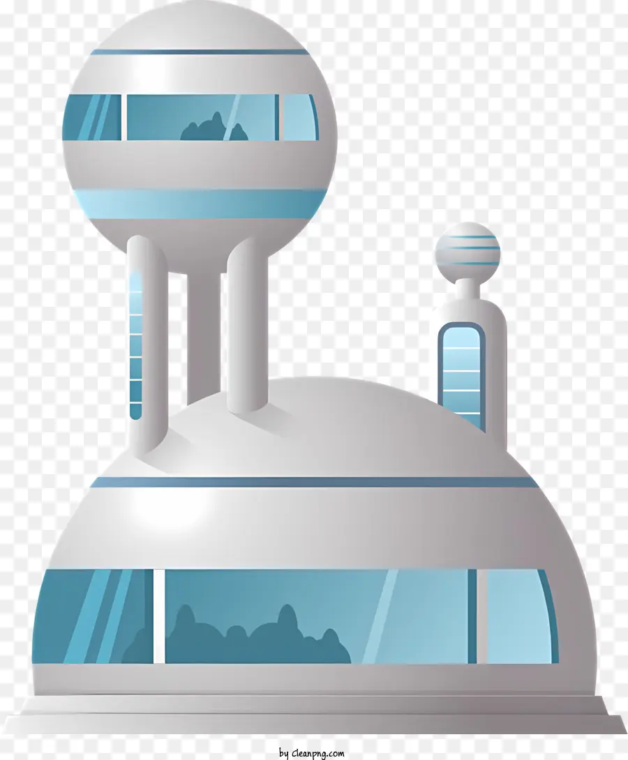 Stazione spaziale spaziale futuristico Struttura a forma di cupola per finestre rotonde materiale futuristico - Spaceship futuristico o stazione spaziale con design elegante