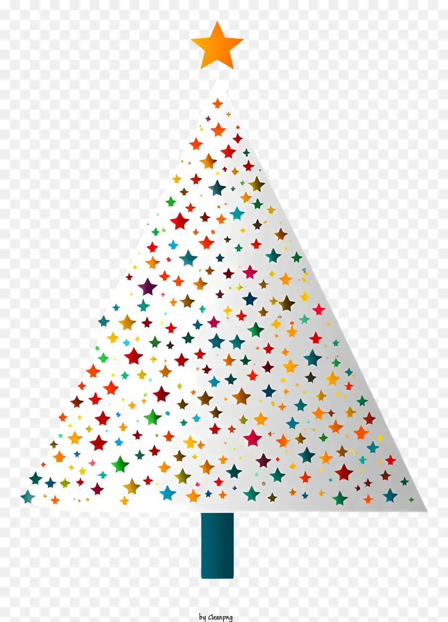 Weihnachtsbaum - Weihnachtsbaumzeichnung mit bunten Sternen. 
Transparenter Hintergrund