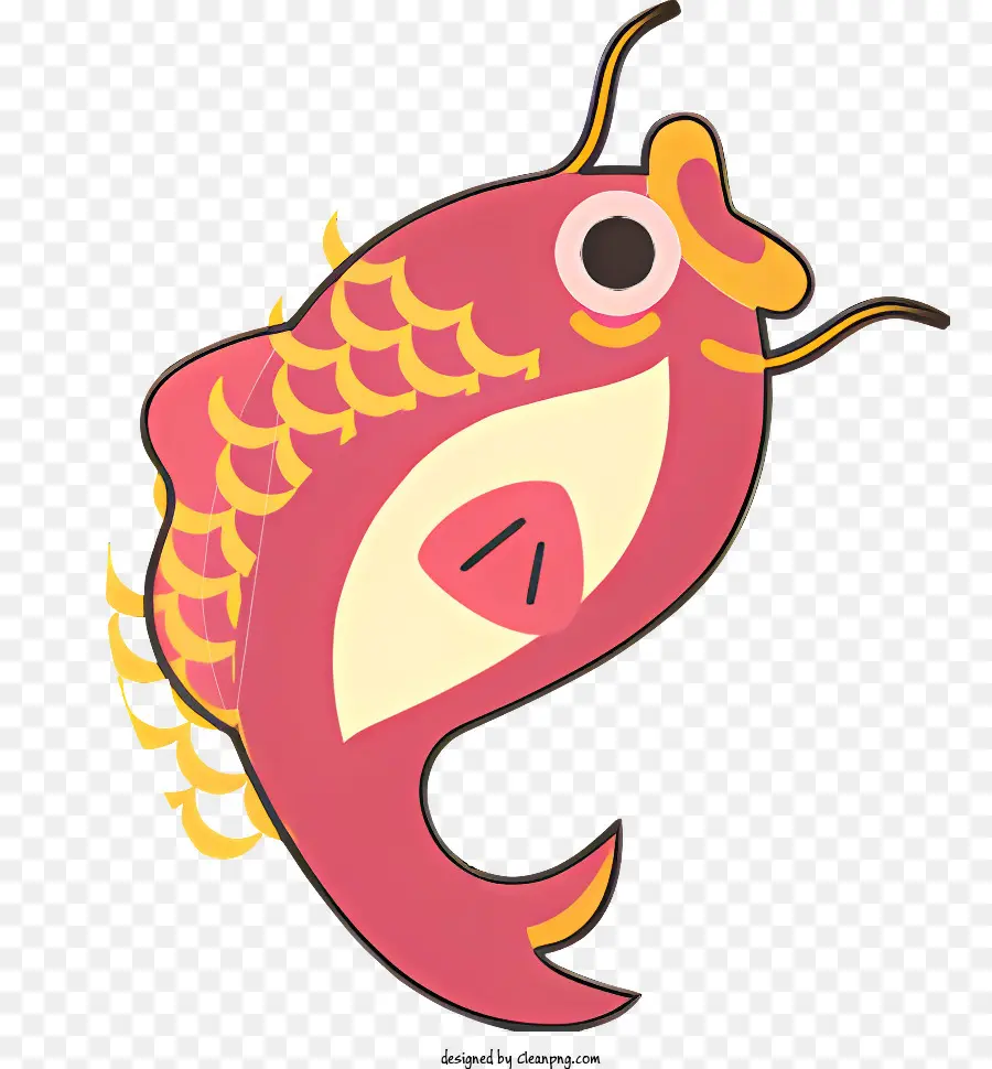 Pesce di cartoni animati di pesce rosso e oro pesce di pesce con gli occhi grandi - Immagine di cartone animato di pesce sorridente rosso e oro