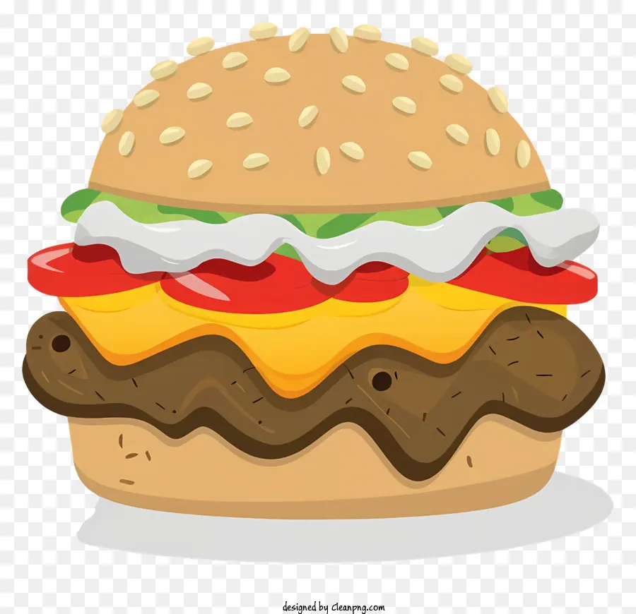 Hamburger - Hamburger disegnato a mano e realistica con ingredienti freschi