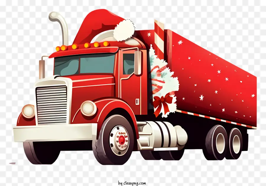 cappello di babbo natale - Camion semi rosso e bianco con Babbo Natale