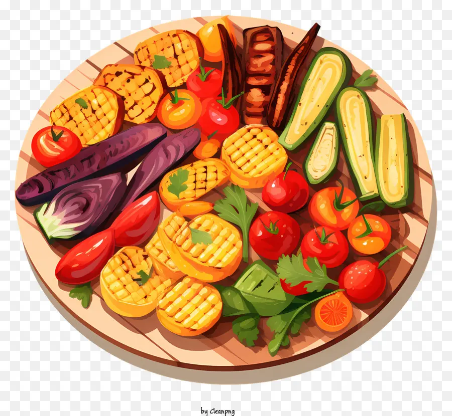 fresh vegetables wooden cutting board tomatoes cucumbers carrots