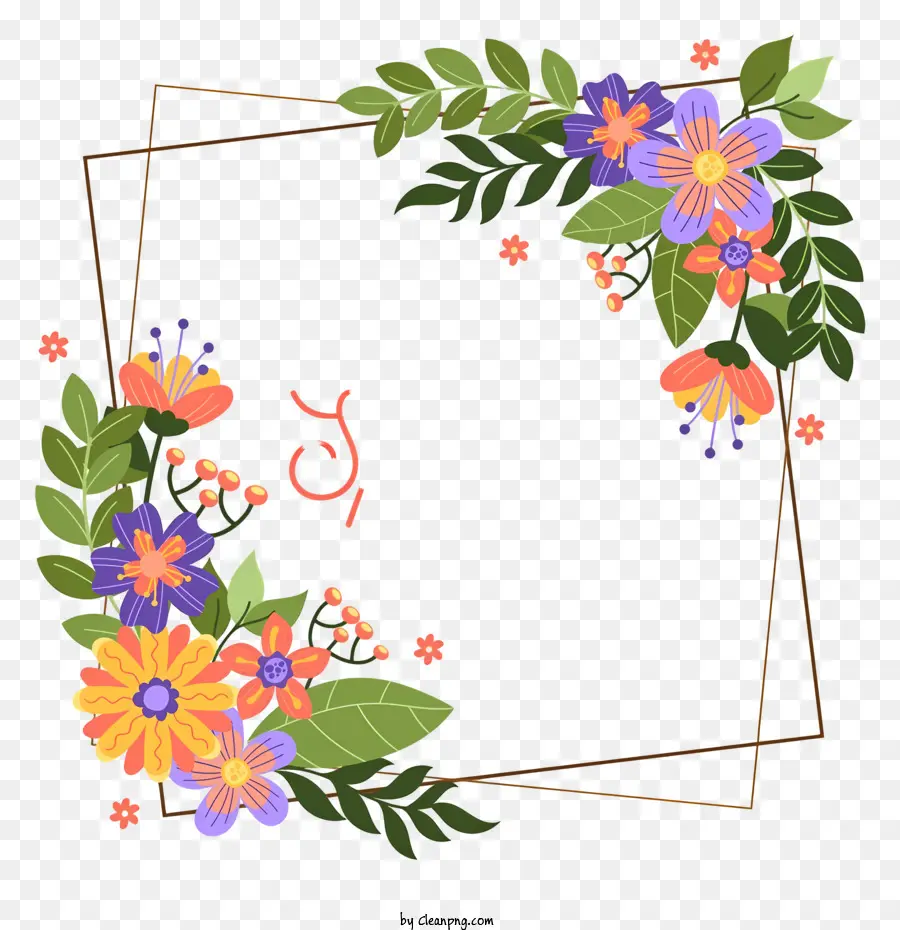 floralen Rahmen - Blumenrahmen mit hellen Blüten und Blättern