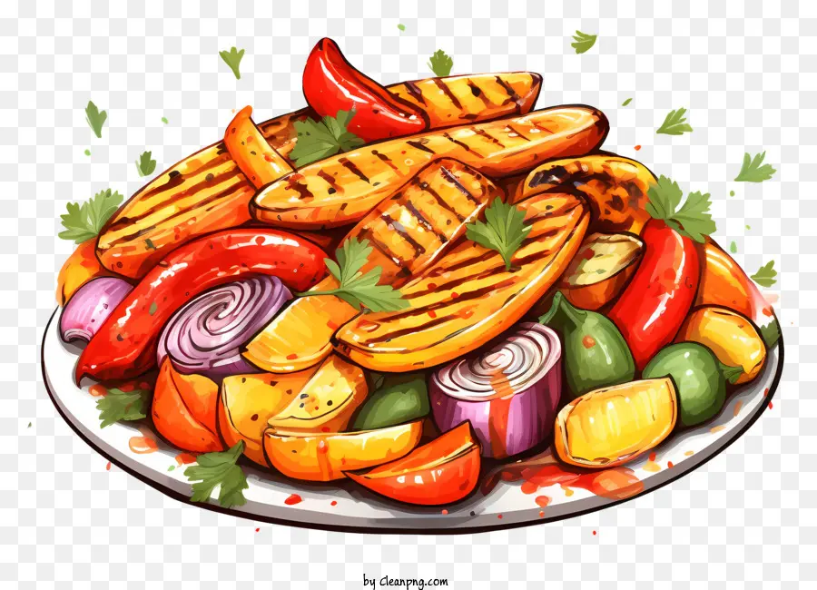 rau nướng đĩa rau nhiều loại rau ngon rau nướng khoai tây nướng - Khai thác các loại rau nướng được sắp xếp trên đĩa