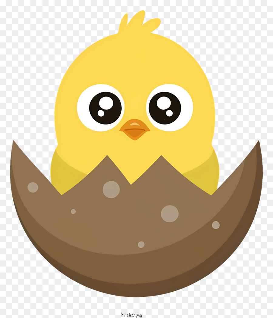 Baby Chick che emerge dallo sporco del guscio d'uovo e dalle rocce ha sorpreso l'espressione rotonda corpo - Baby Chick Cucks da un unico uovo simile a una roccia
