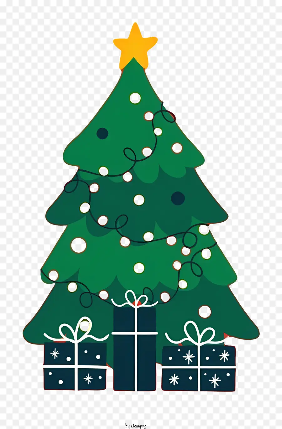 Weihnachtsbaum - Grüner Weihnachtsbaum mit Stern und Geschenken