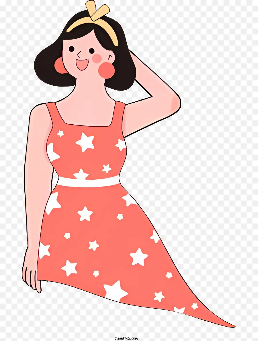 denken - Cartoon -Charakter in rosa Kleidermeditieren, Denken