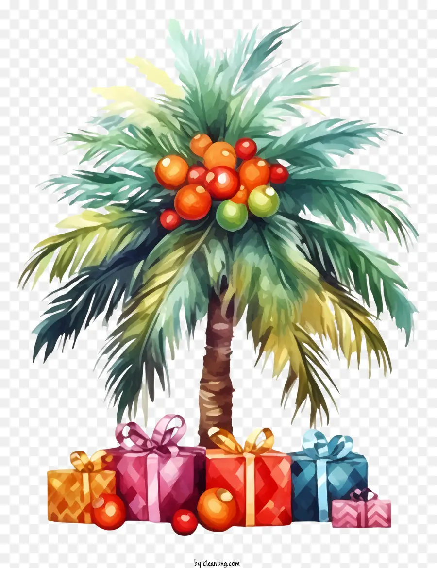 vacanza nastro - Palma con regali e decorazione del cuore