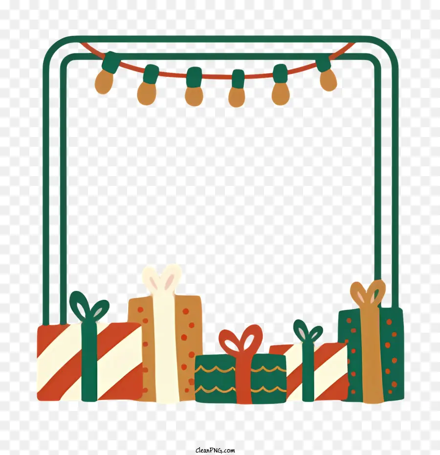 Weihnachtsdekoration - Festlicher Rahmen mit Geschenken und Dekorationen