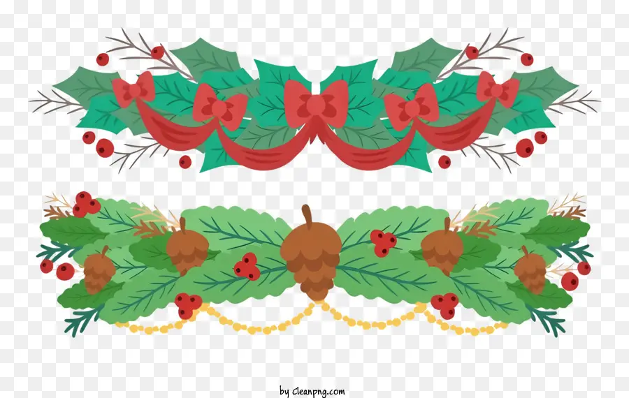 Weihnachtsdekoration - Stechpalmenkranz mit roten Beeren und grünen Blättern