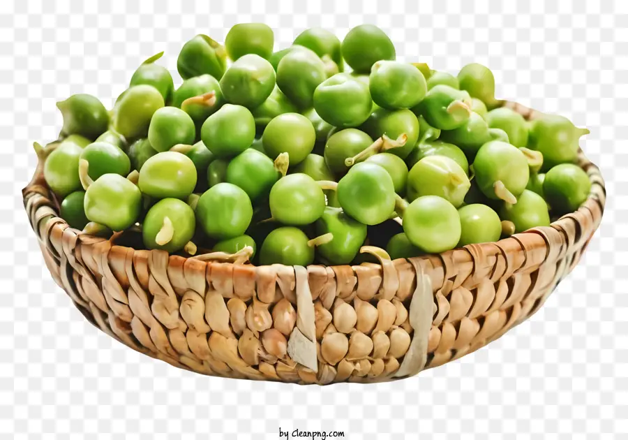 woven basket green peas basket weave pattern fresh green produce scattered peas