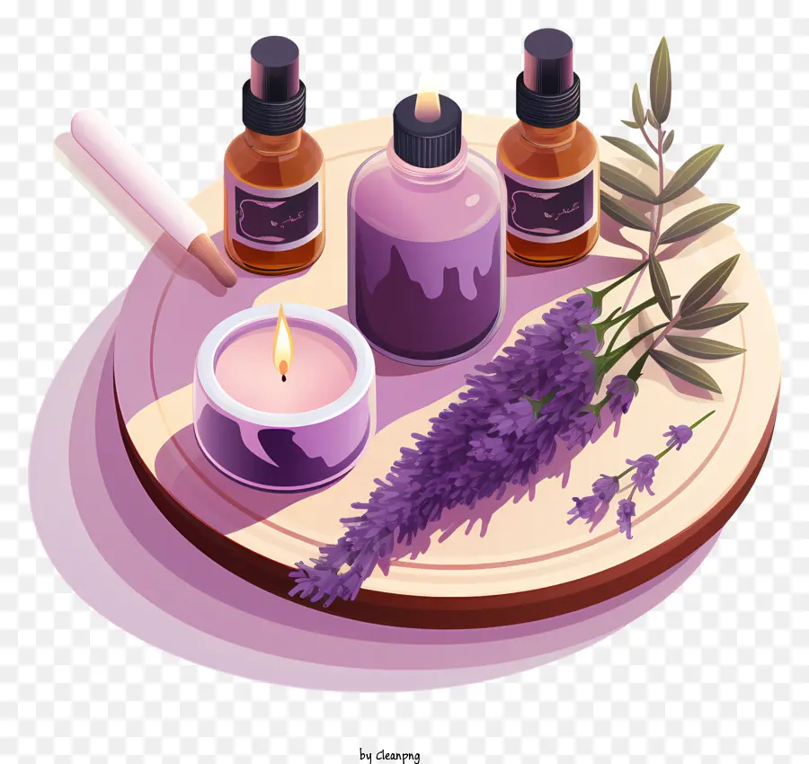 Tablett mit Düften Lavendel -Duft Vanille -Duft -Kerzen -Dufttöne von Lila - Tablett mit Düften und Kerzen in Purpur/Rosa