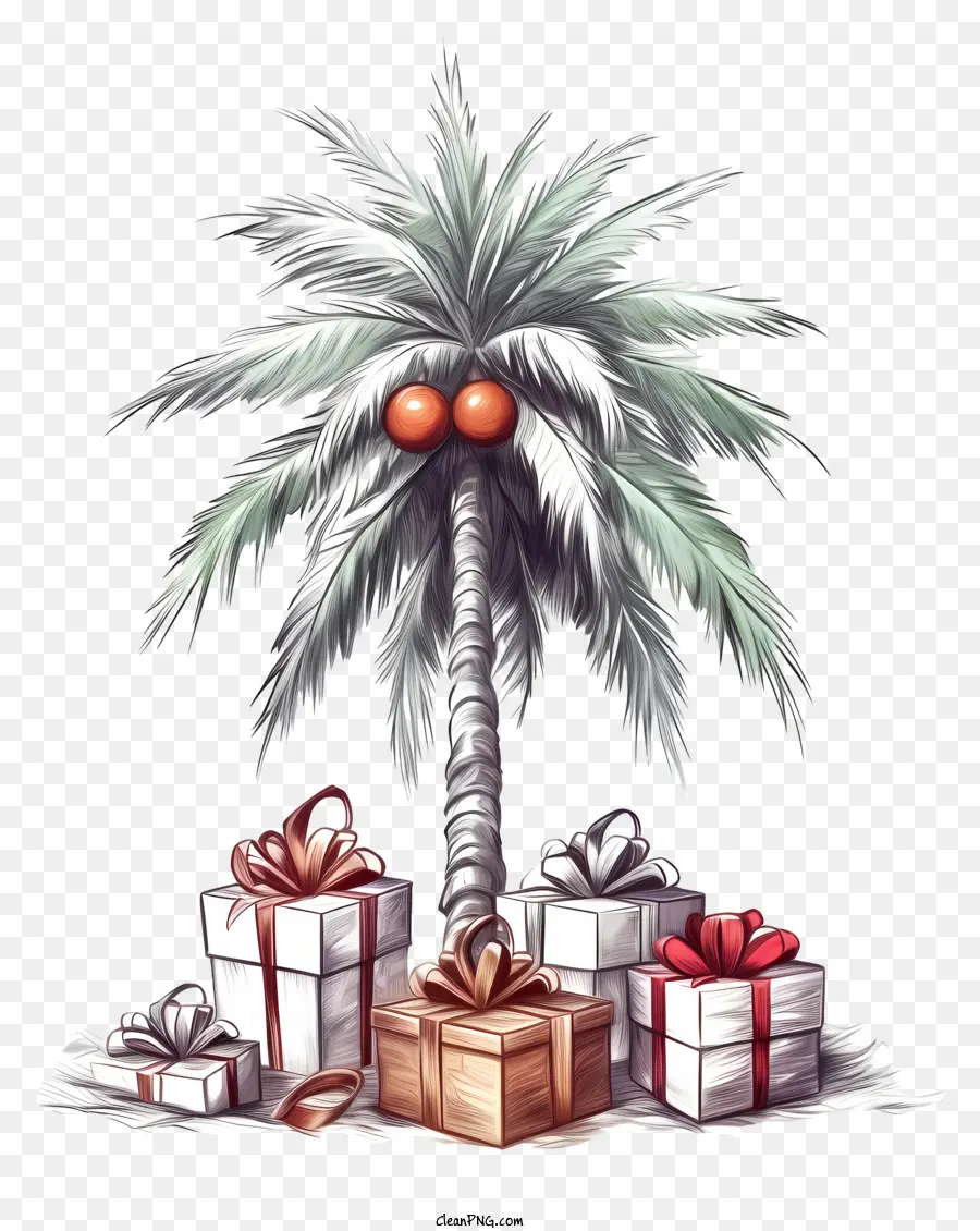 Palme - Festliche Palme mit Geschenken und Dekorationen