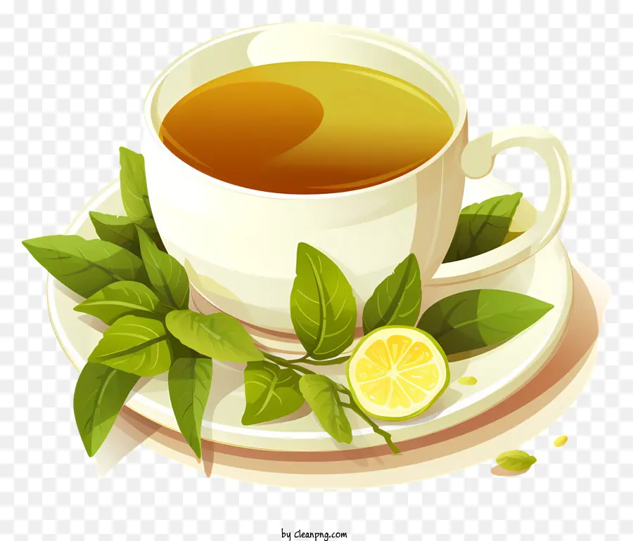 Zitrone Tee - Nahaufnahme Bild von Tasse Tee mit Zitrone