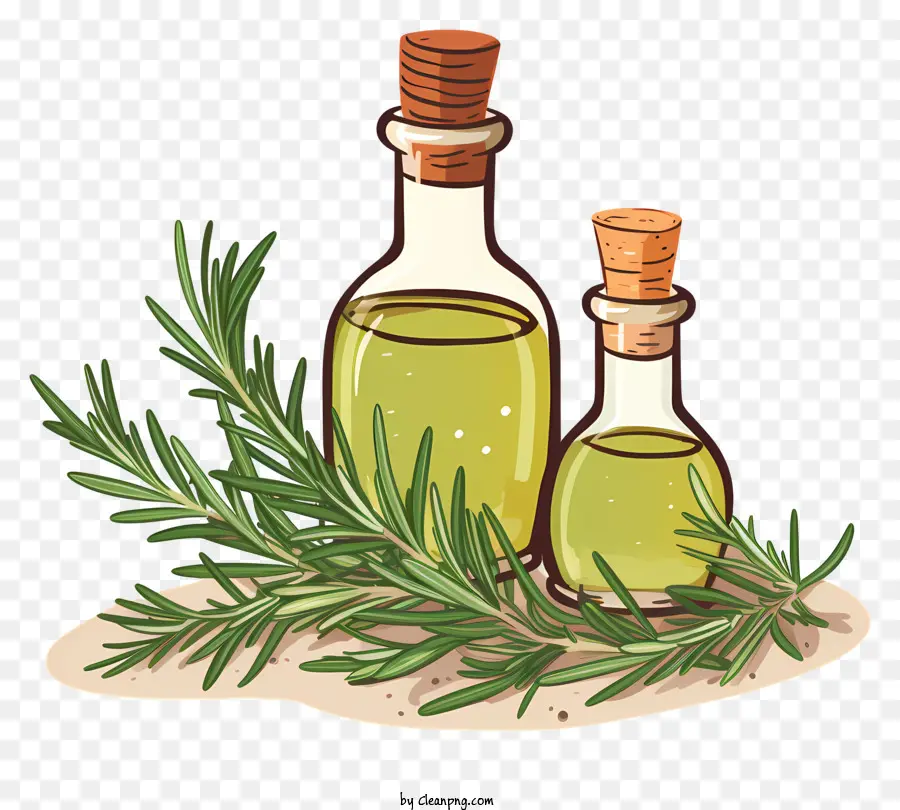Rosmarin ätherische Öl Rosmarinblätter antiseptische Eigenschaften mit Rosmarinaromatherapie mit Rosmarin - Bild zeigt ätherisches Rosmarinöl und Blätter