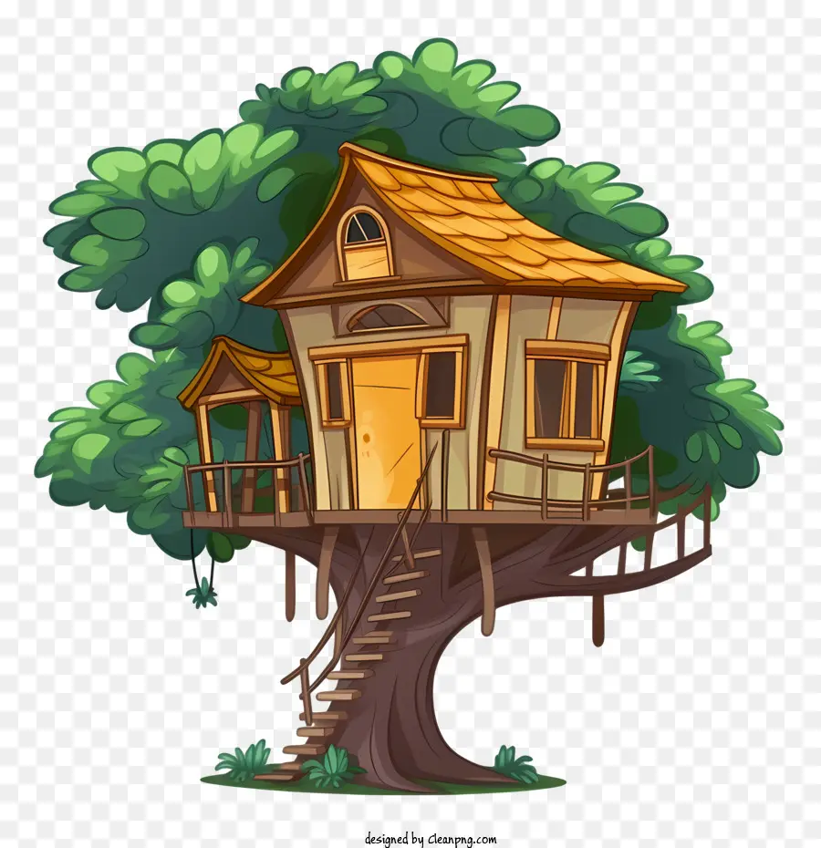 Tree House House Treehouse Cartoon Childhood - 